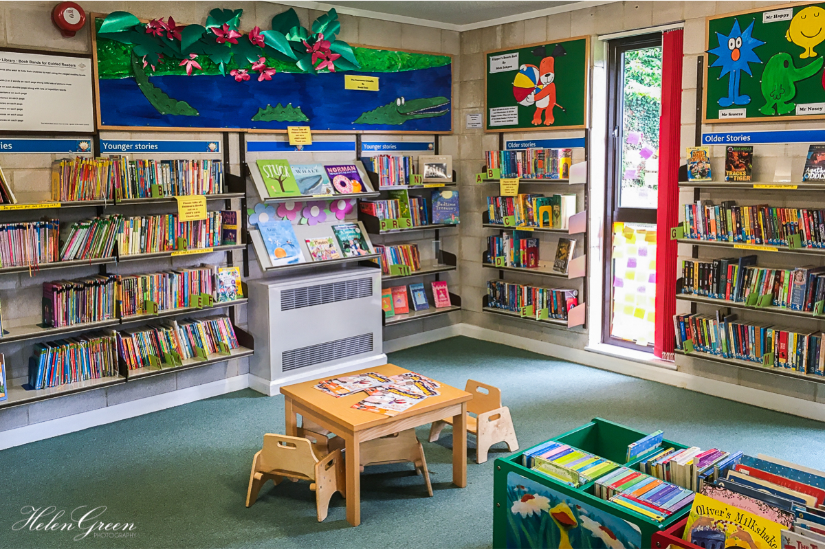 Corner of children's section of Minchinhampton Community Library