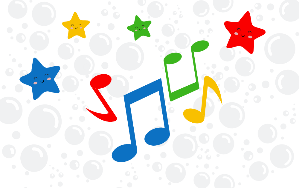 croc n roll graphic with musical notes and bubbles