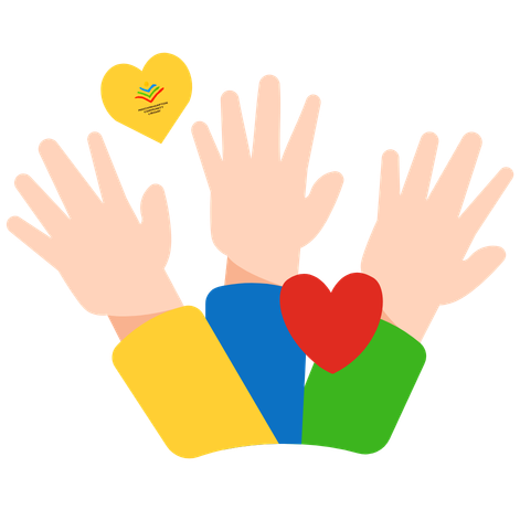 hands reaching up graphic to represent volunteers